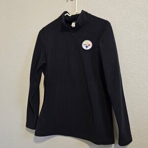 NFL Team Apparel Pittsburgh Steelers Womens Fleece Quarter Zip Pullover Black M